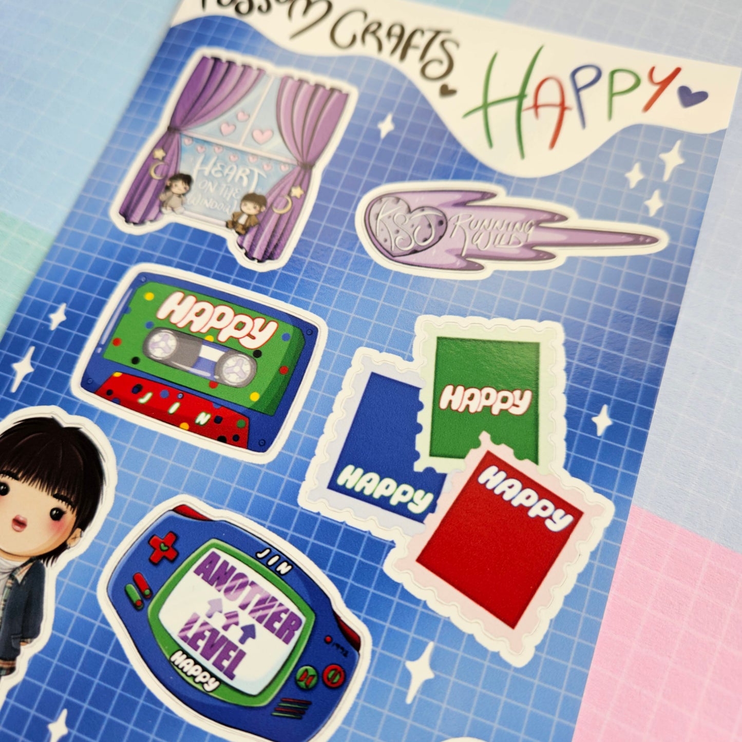 A6 Glossy Sticker Sheet - Jin Happy