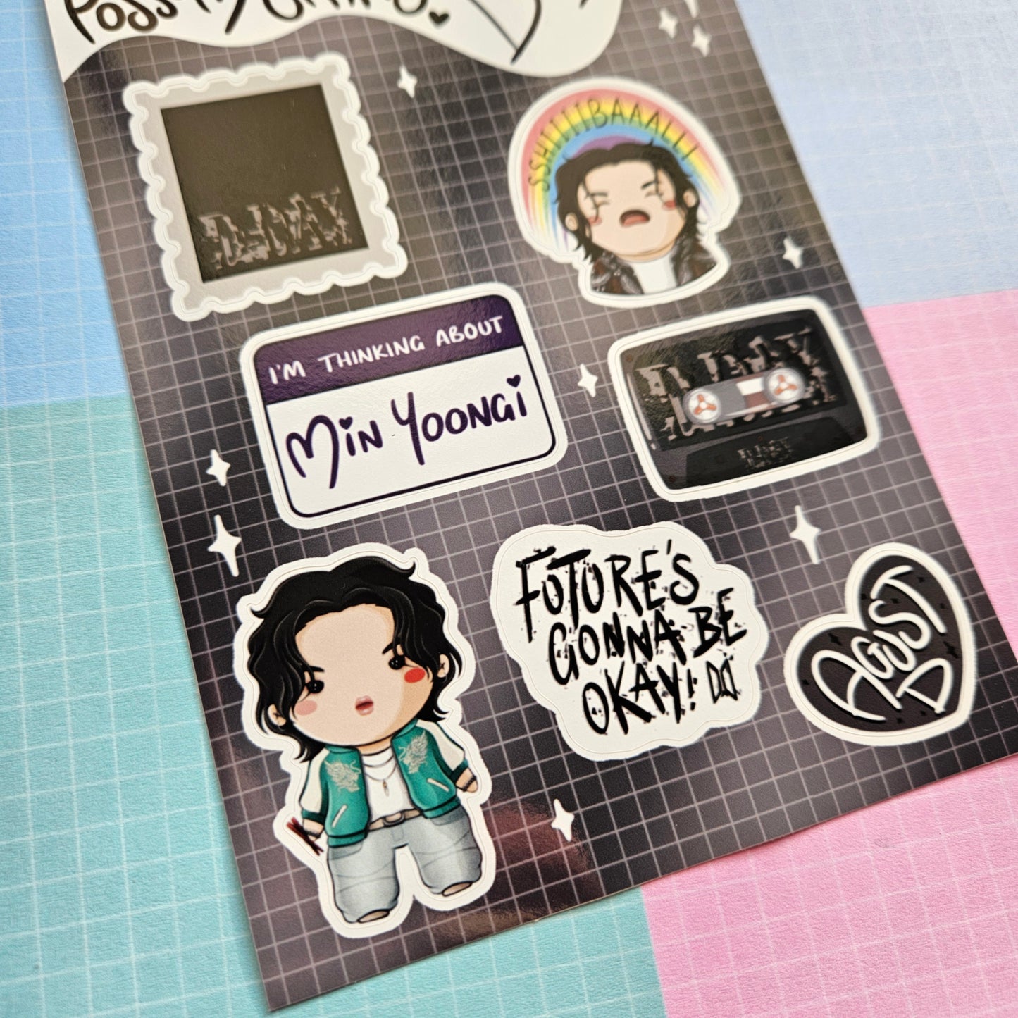 A6 Glossy Sticker Sheet - Suga D-Day