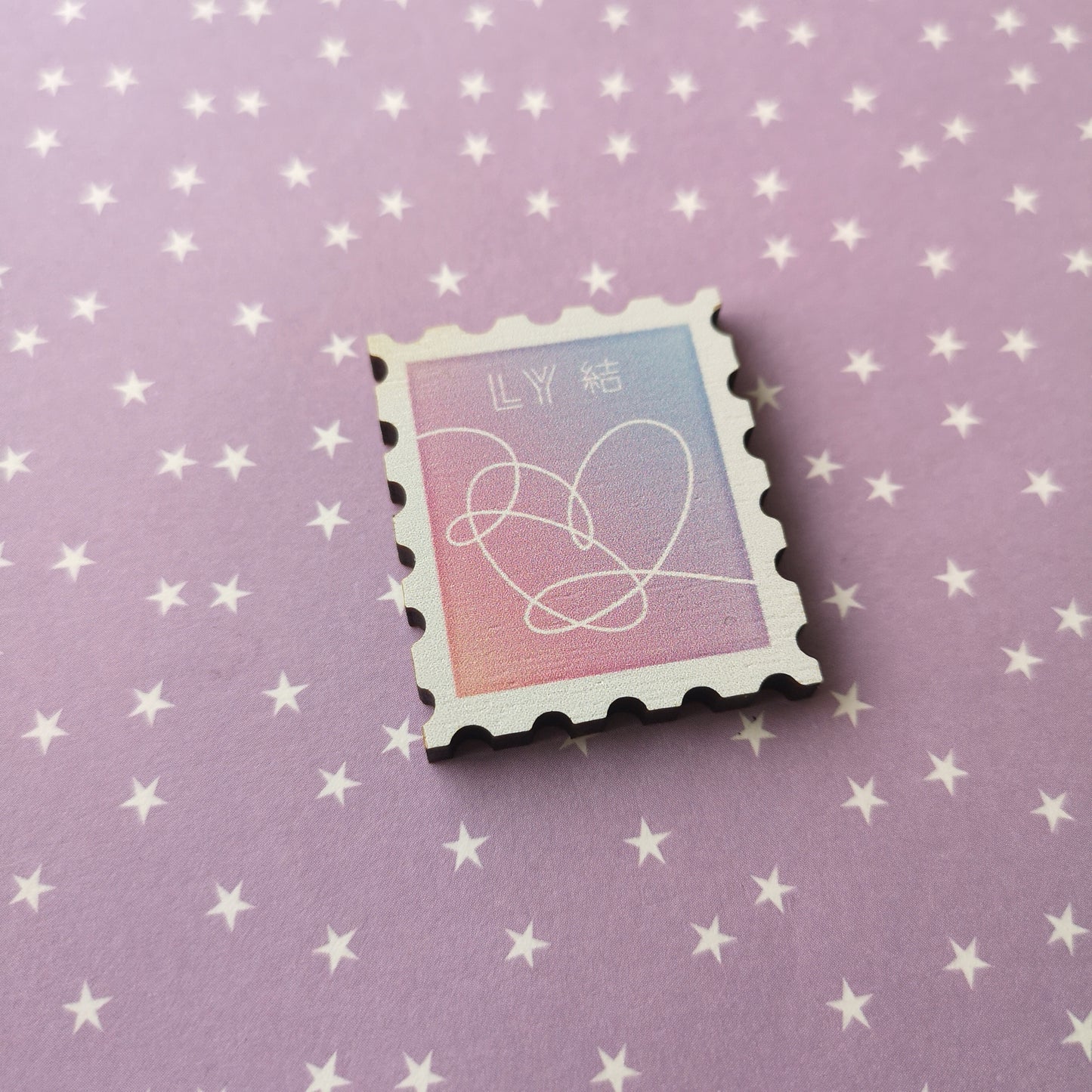 Eco Friendly Wooden 1.5 Inch Pin - BTS OT7 Song Stamps