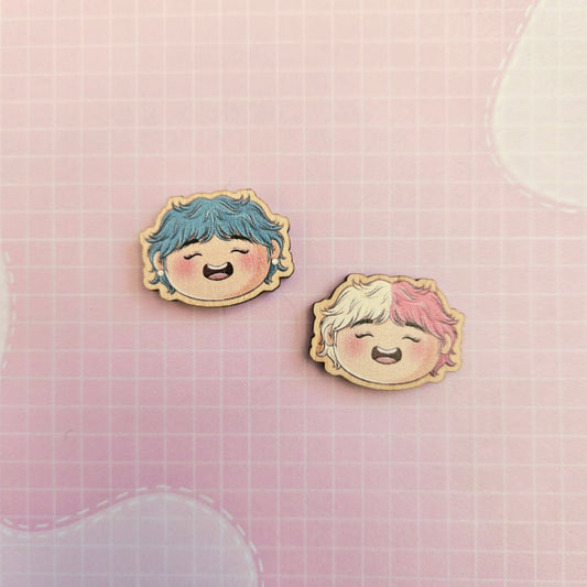 Eco Friendly Wooden 1 Inch Filler Pin Pair - Taehyung Iconic Hair