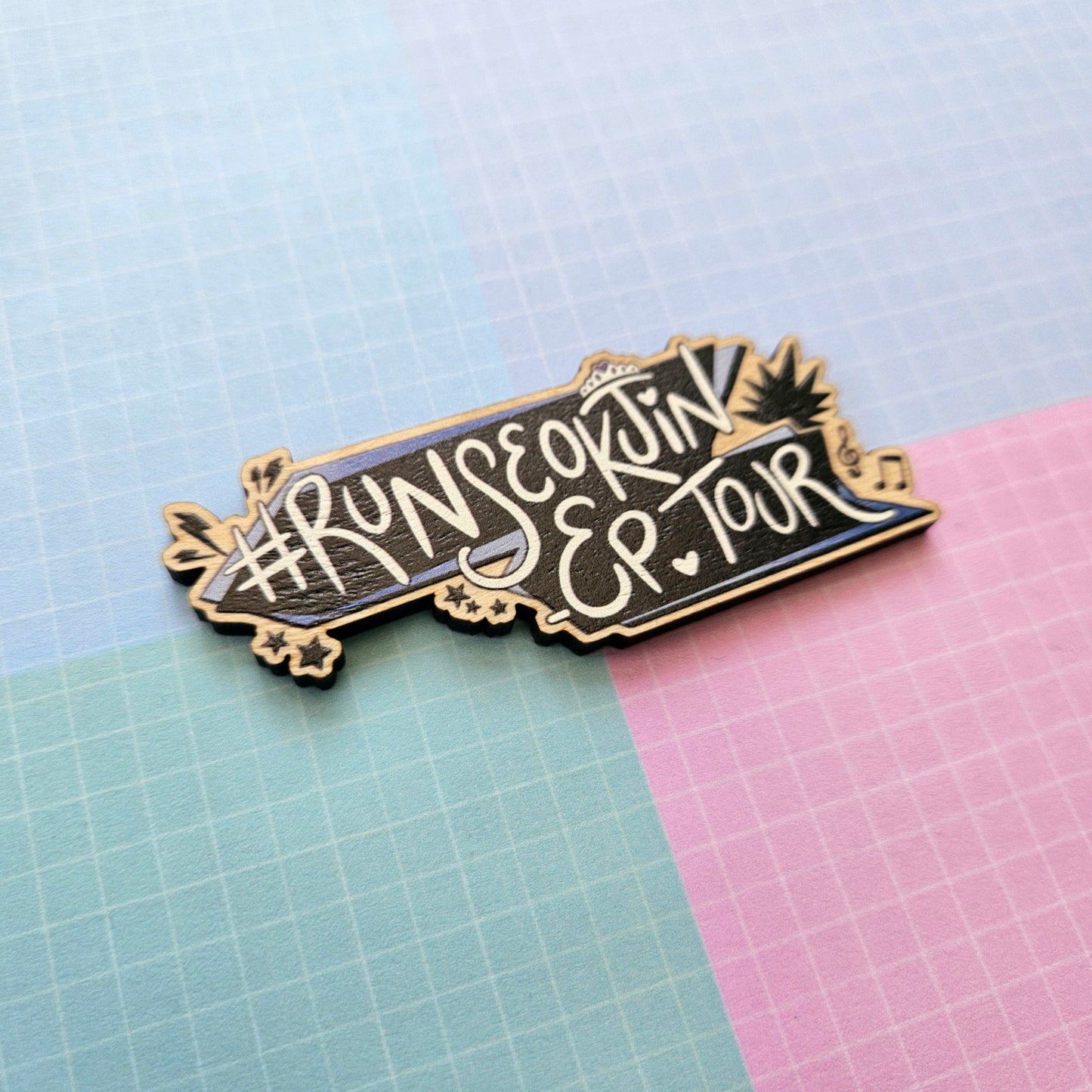 Eco Friendly Wooden 3 Inch Pin - Run Seokjin Tour