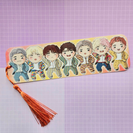 Double Sided Laminated Bookmark with Tassel - OT7 Idol