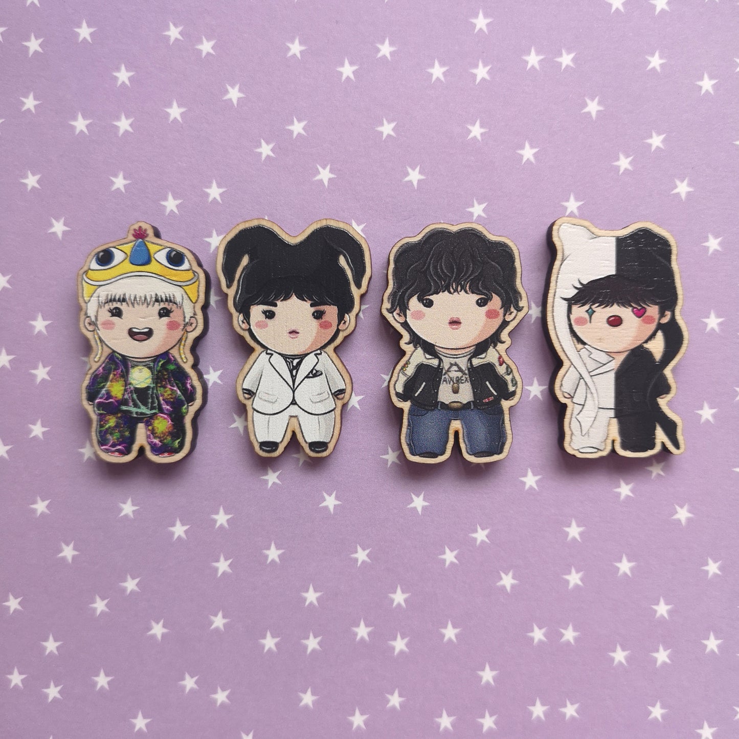 Eco Friendly Wooden 1.5 Inch Pin - Jung Hoseok Hobi Jhope BTS Chibi
