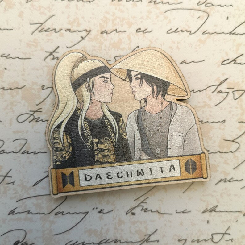 Eco Friendly Wooden 2 Inch Pin - Daechwita Duo Agust D Suga Yoongi