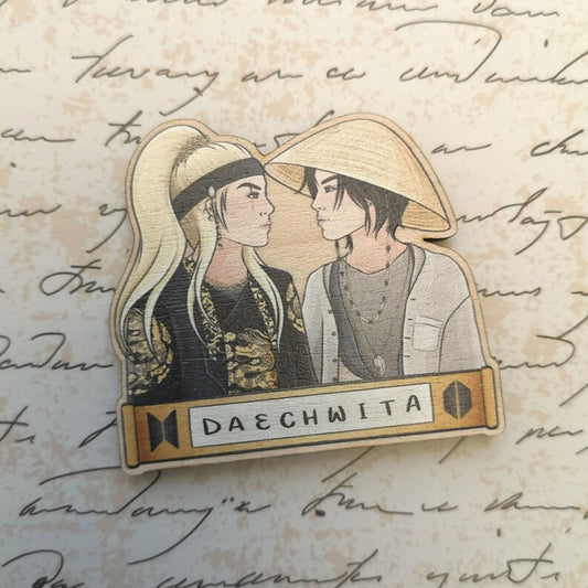 Eco Friendly Wooden 2 Inch Pin - Daechwita Duo Agust D Suga Yoongi