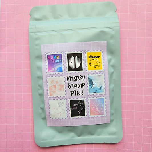 Eco Friendly Wooden 1.5 Inch Pin - Mystery Bangtan Album Stamp Blind Bag