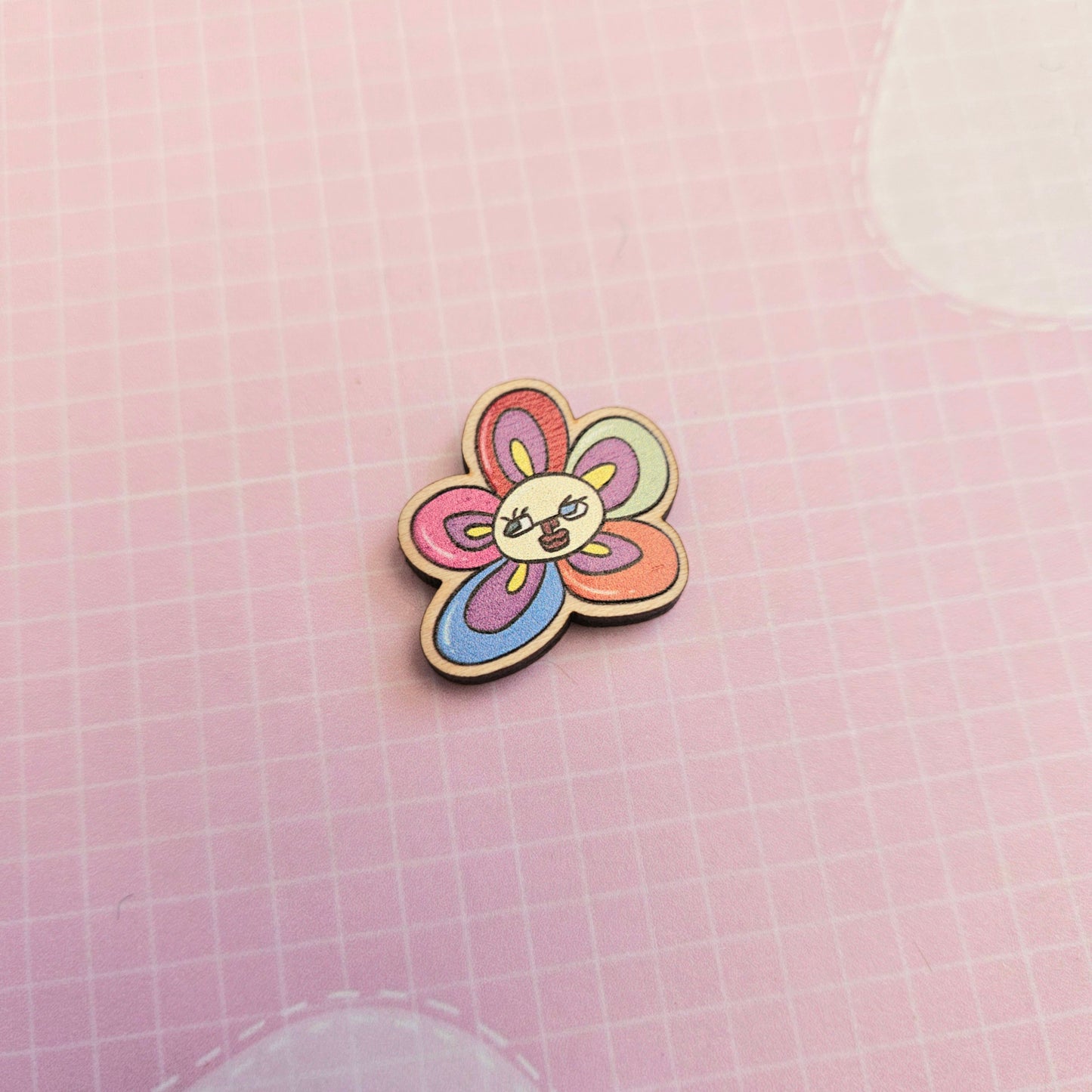 Eco Friendly Wooden 1 Inch Filler Pin Pair - Taehyung V Flower Pair
