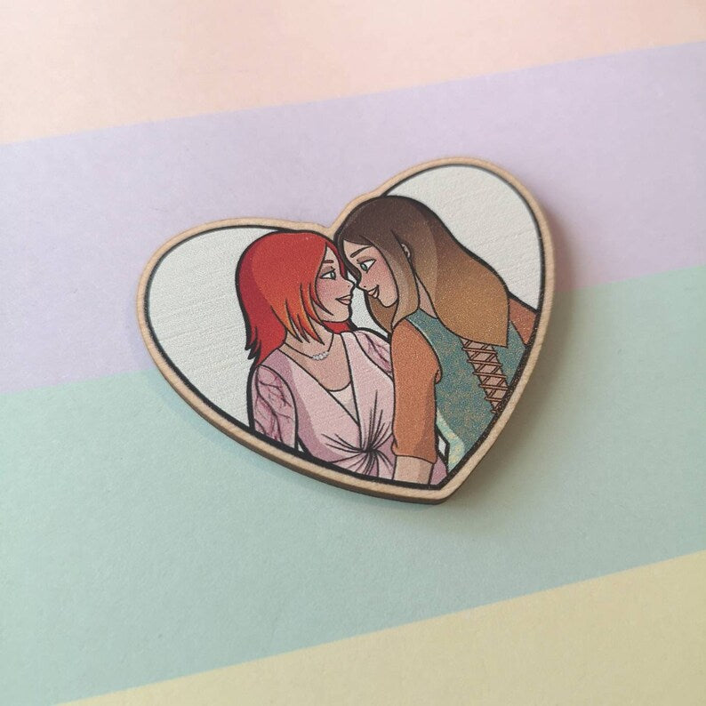 Eco Friendly Wooden 2 Inch Pin - Willow and Tara Heart