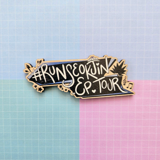 Eco Friendly Wooden 3 Inch Pin - Run Seokjin Tour