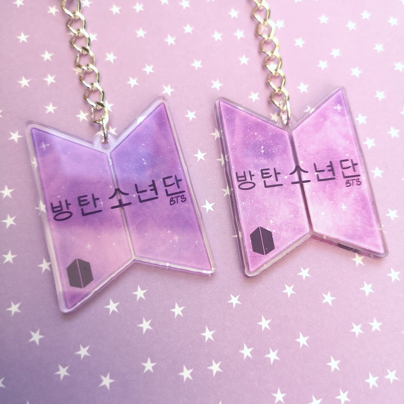 Eco Friendly Acrylic Double Sided 2 Inch Keychain - BTS Galaxy Logo