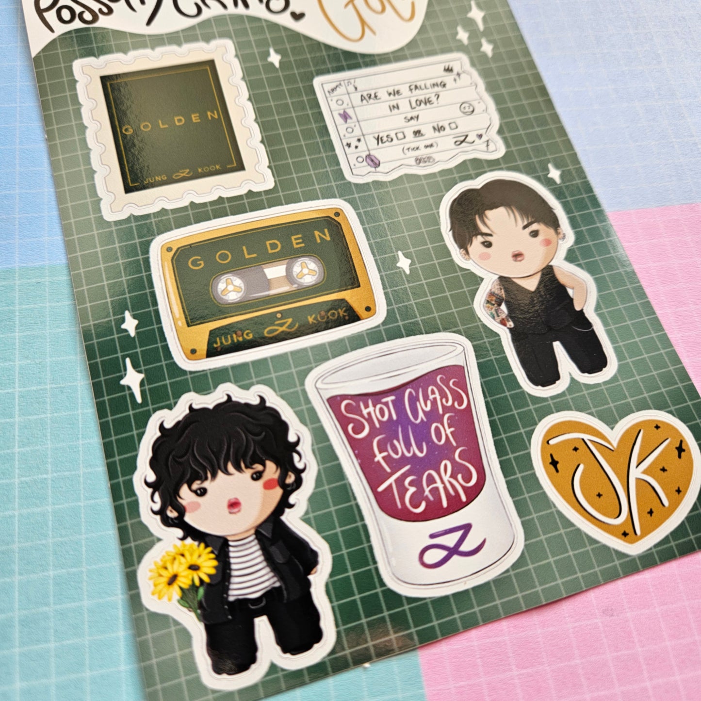 A6 Glossy Sticker Sheet - Jungkook Golden
