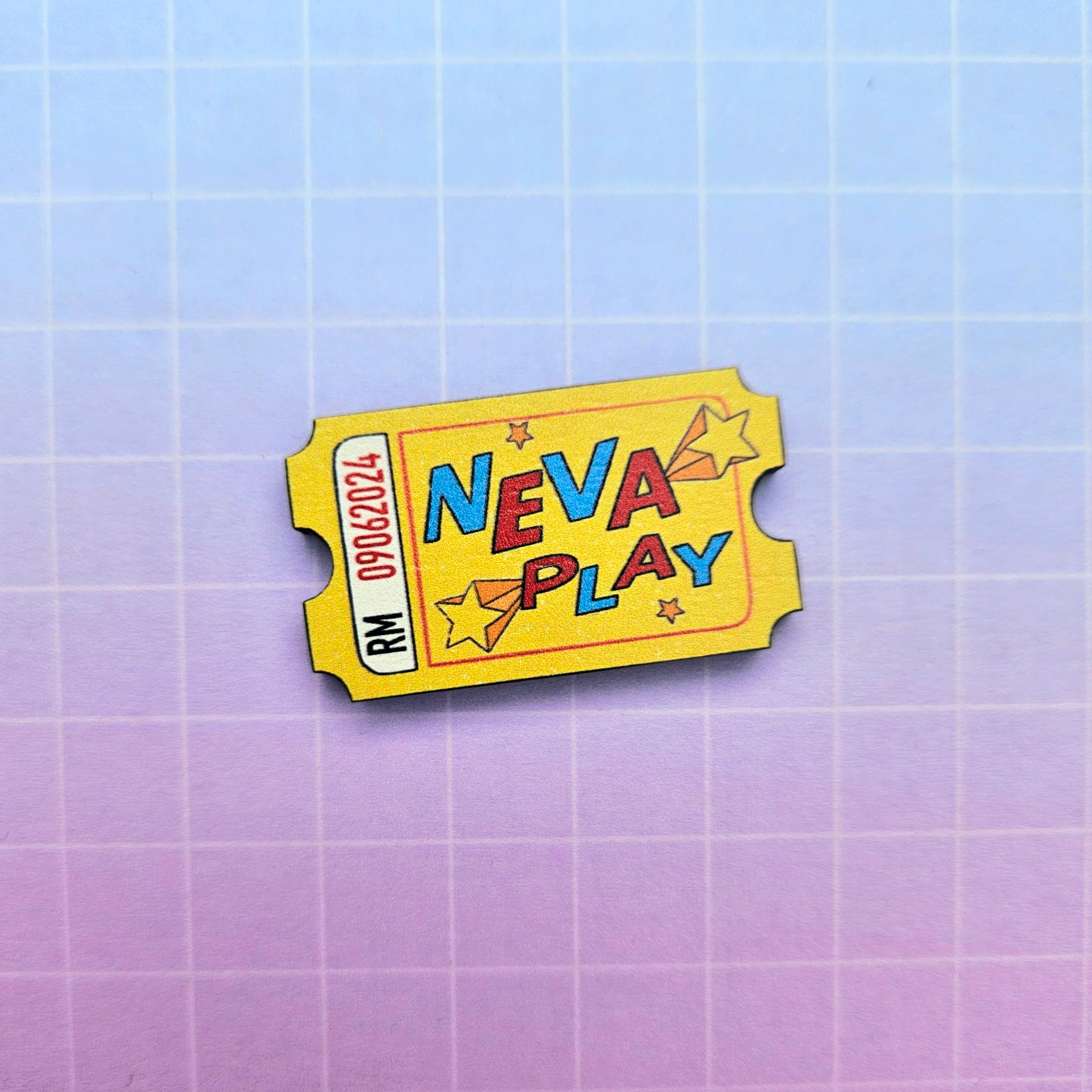 Eco Friendly Wooden 1.5 Inch Pin - Neva Play Tickets Namjoon RM