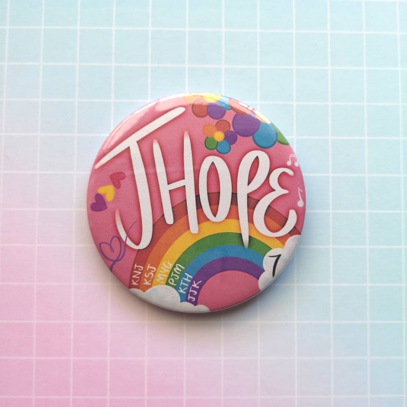 38mm Or 58mm Button Badge - BTS Aesthetic Member Names