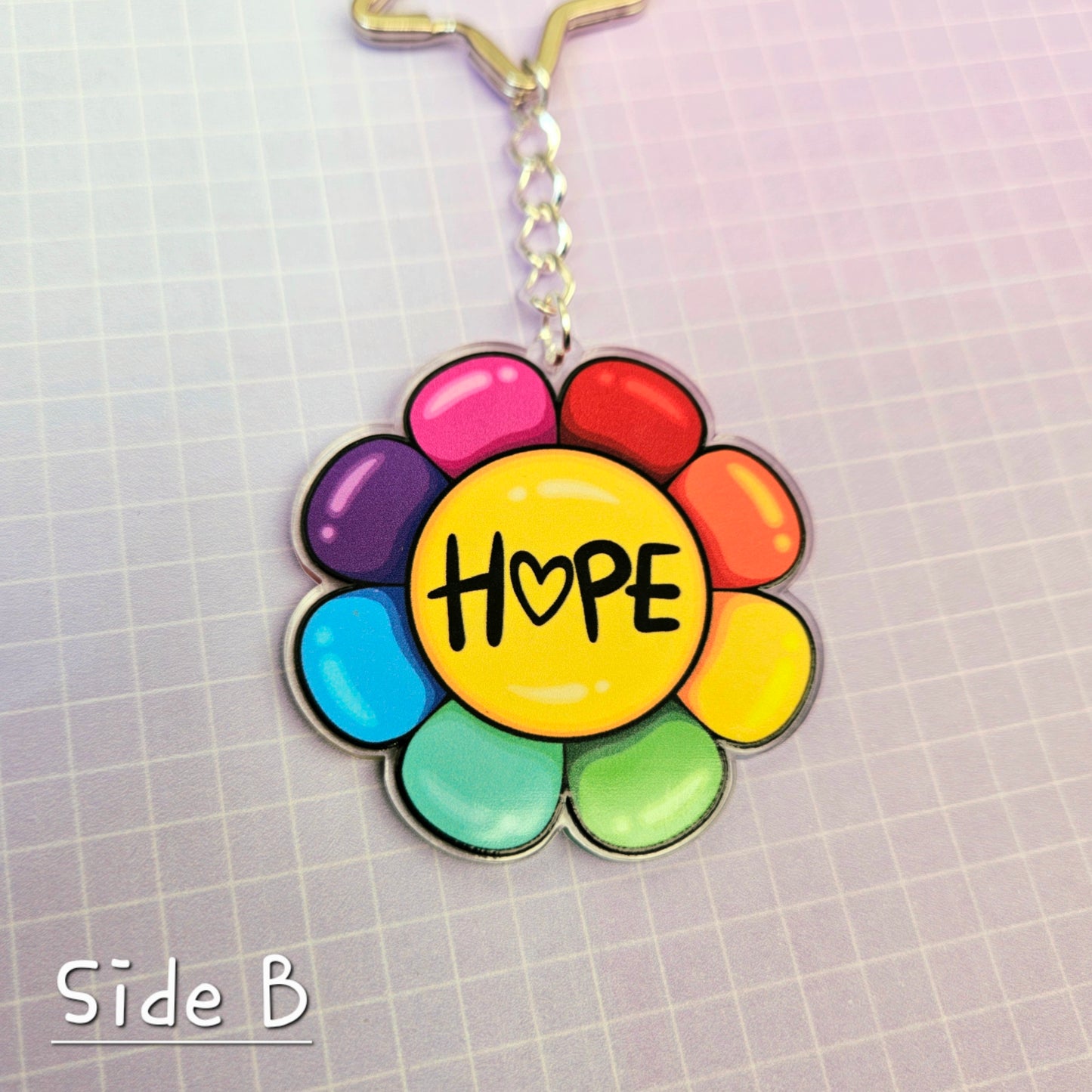 Eco Friendly Acrylic Double Sided 2 Inch Keychain - Hope Flower