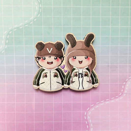 Eco Friendly Wooden 2.5 Inch Pin - Hope Jacket Taekook