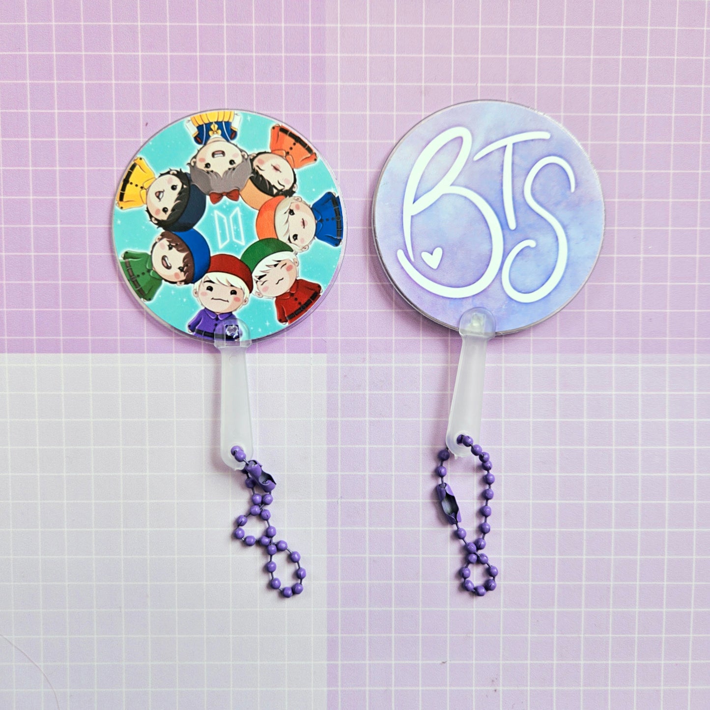 Double Sided Mini Picket Style Keychain - BTS Chibi OT7