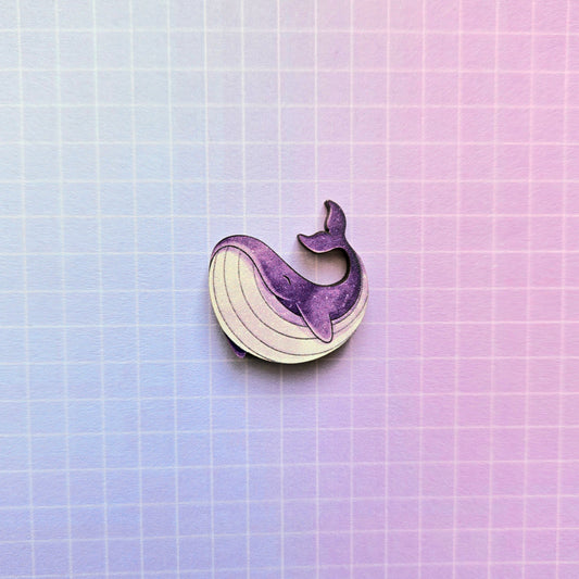 Eco Friendly Wooden 1 Inch Filler Pin or Necklace - Bora Whale