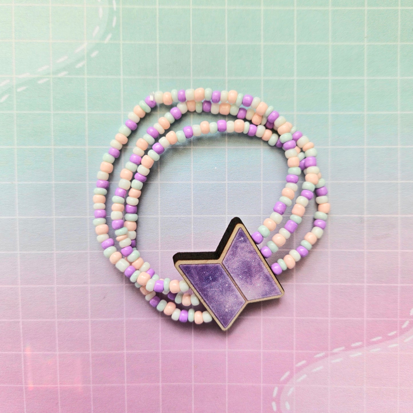 Handmade Eco Friendly Wood and Beaded Bracelet - BTS Triple Strand