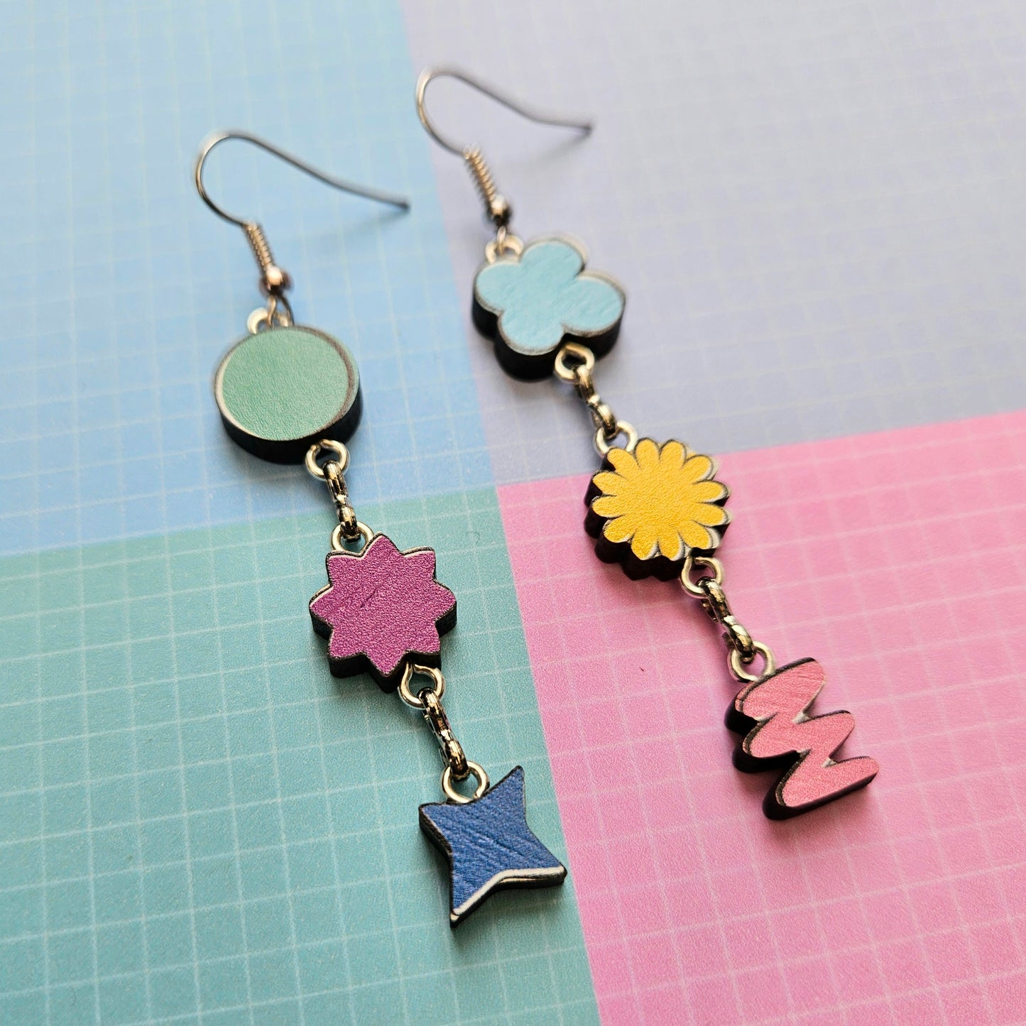 Eco Friendly Wooden Handmade Jewellery Necklace Earrings Bracelet - BTS OT7 PTD Confetti