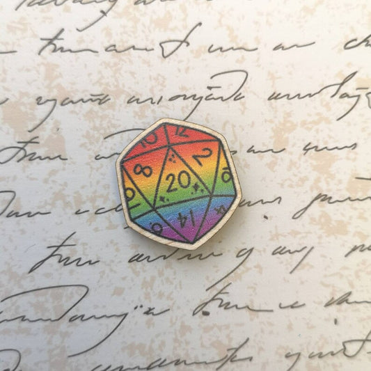 Eco Friendly Wooden 1 Inch Filler Pin - Rainbow LGBTQ+ Pride D20