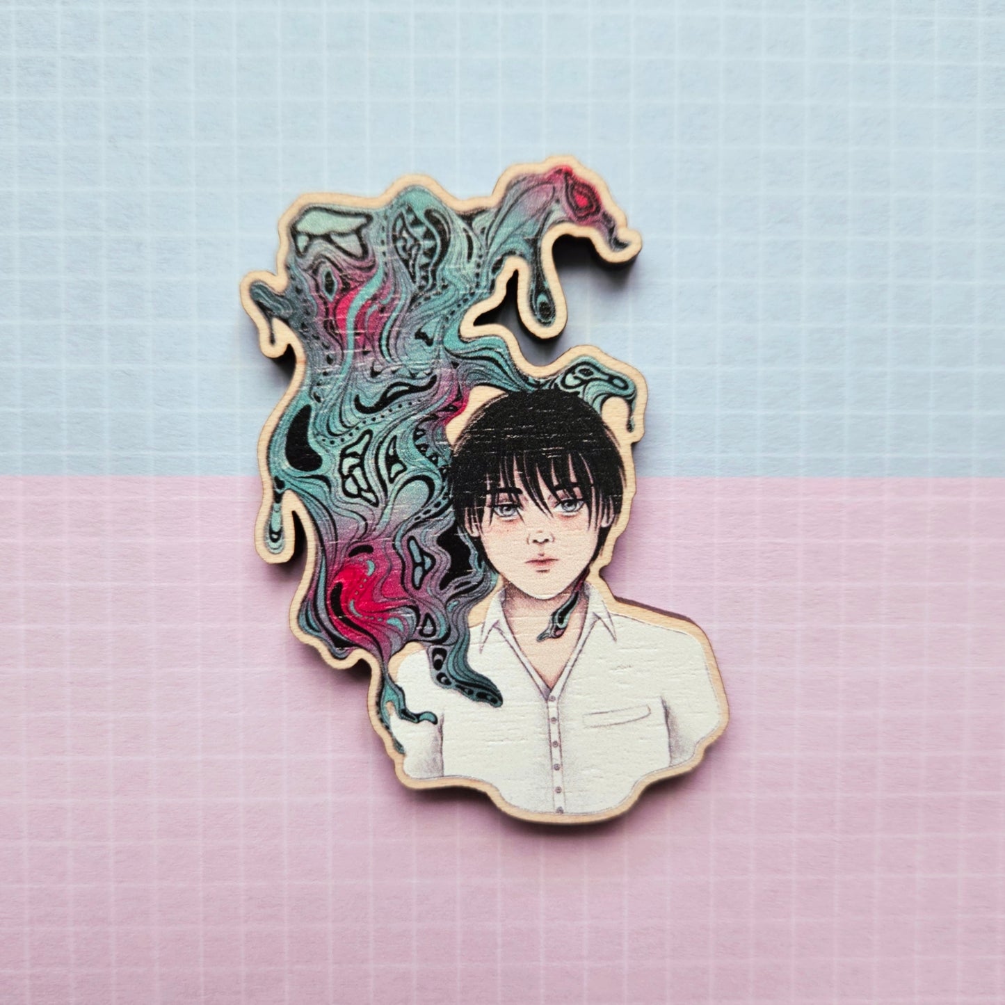 Eco Friendly Wooden 2.5 Inch Pin - Yoshiki and Hikaru