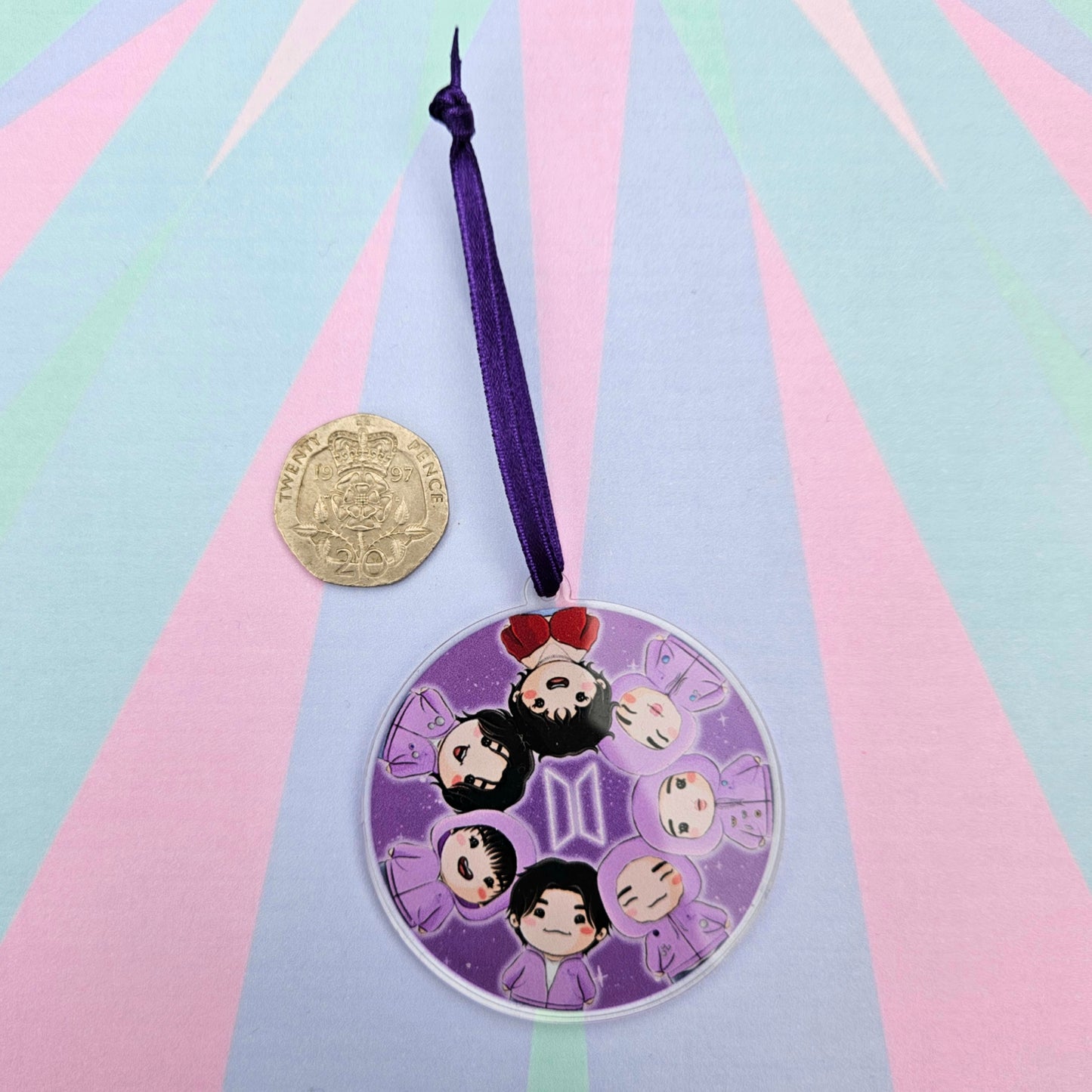 Eco Friendly Acrylic Double Sided 2 Inch Christmas Tree Decoration - BTS OT7 Busan Concert