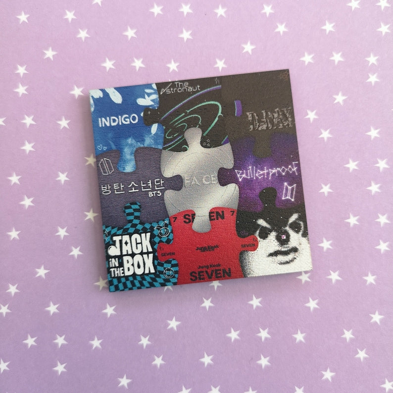 Eco Friendly Wooden 2 Inch Pin - BTS OT7 Chapter Two Solo Album Puzzle