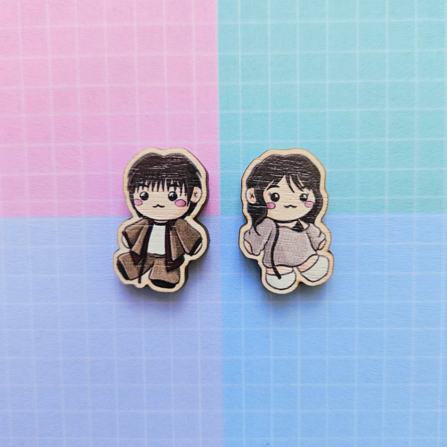 Eco Friendly Wooden 1 Inch Filler Pin - Happy Showcase Jin and Wendy