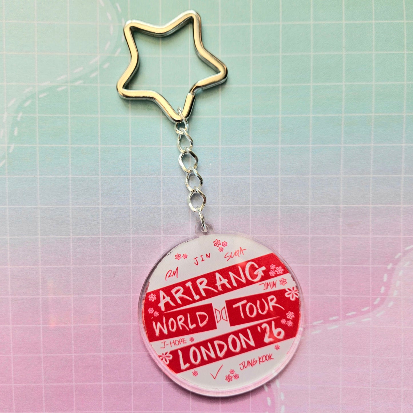 Eco Friendly Acrylic Double Sided 2 Inch Keychain - BTS London Tour