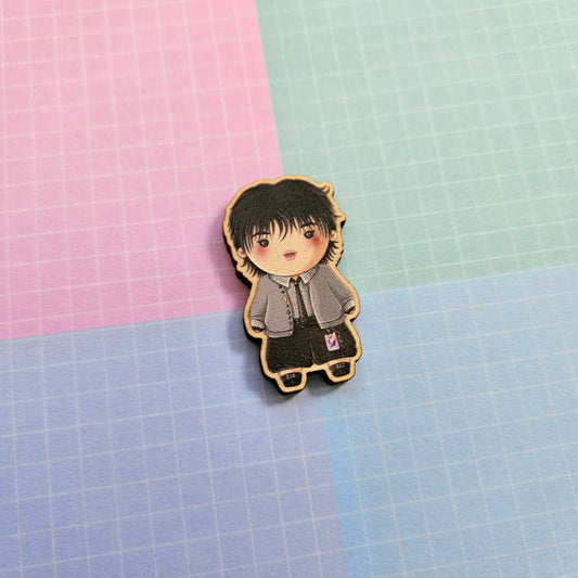 Eco Friendly Wooden 1.5 Inch Pin - Sweet Dreams Hobi Jhope Chibi