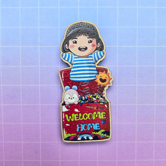 Eco Friendly Wooden 2.5 Inch Pin - Welcome Home JHope Hobi