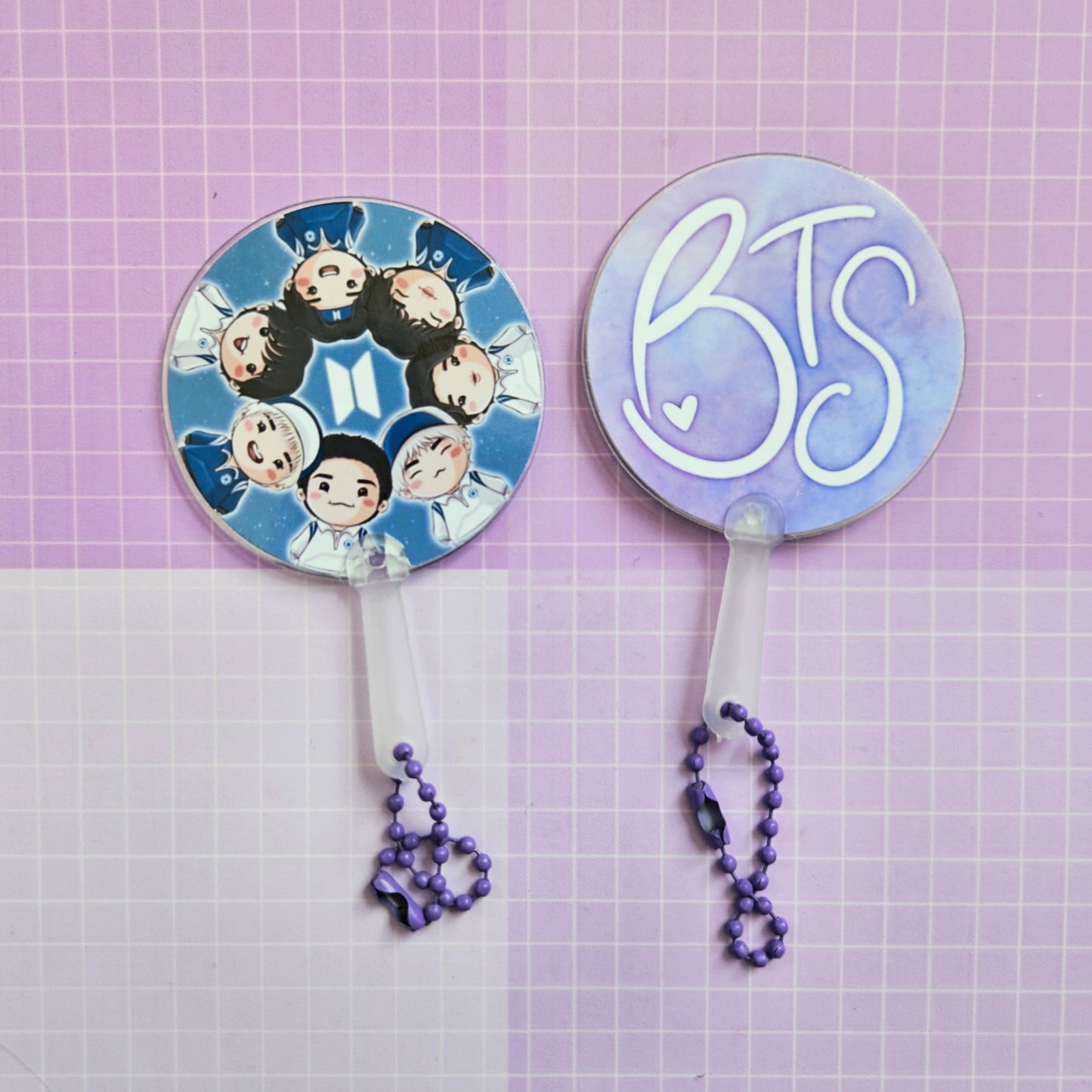 Double Sided Mini Picket Style Keychain - BTS Chibi OT7