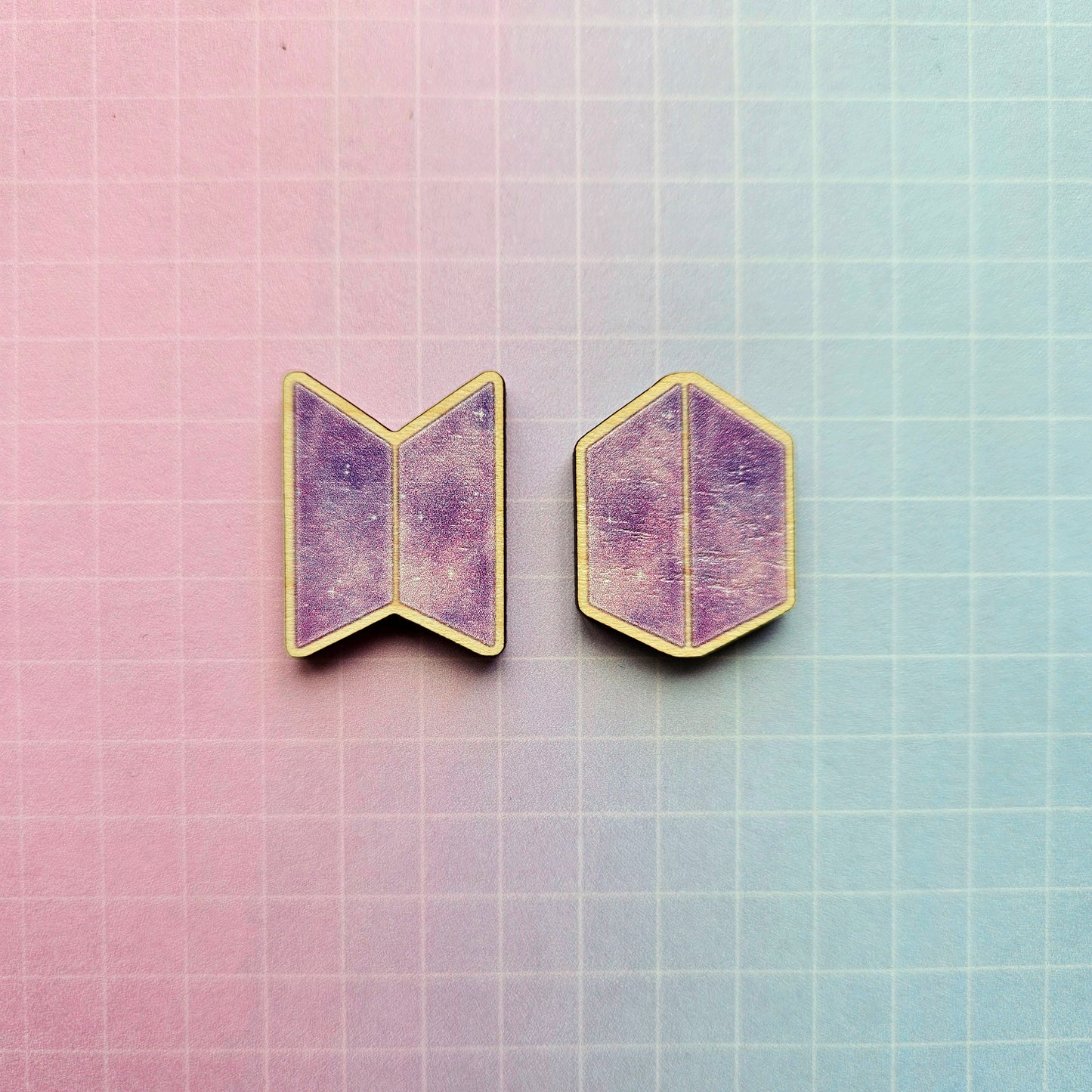 Eco Friendly Wooden 1 Inch Filler Pin - BTS Bangtan and ARMY Logo