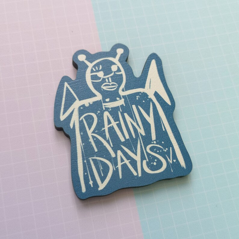Eco Friendly Wooden 2 Inch Pin - Rainy Days Painting V Taehyung