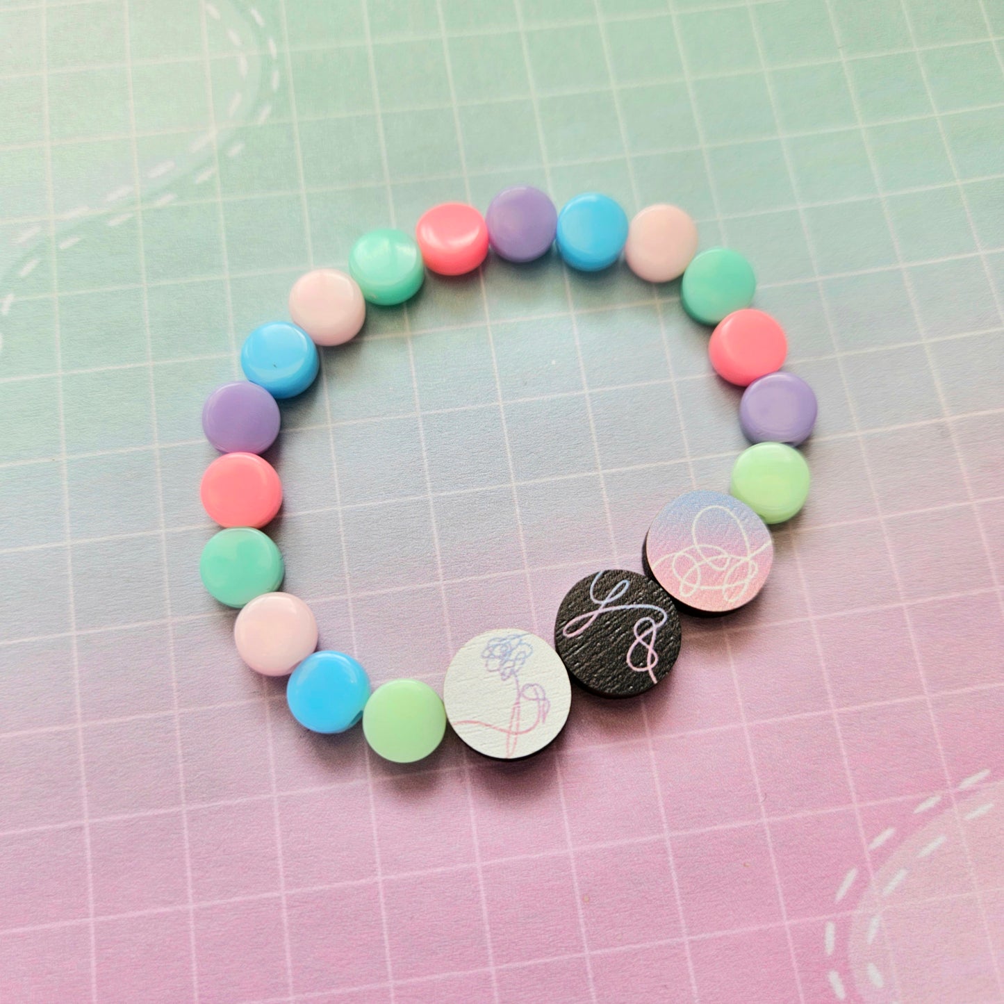 Handmade Eco Friendly Wood and Beaded Bracelet - Love Yourself