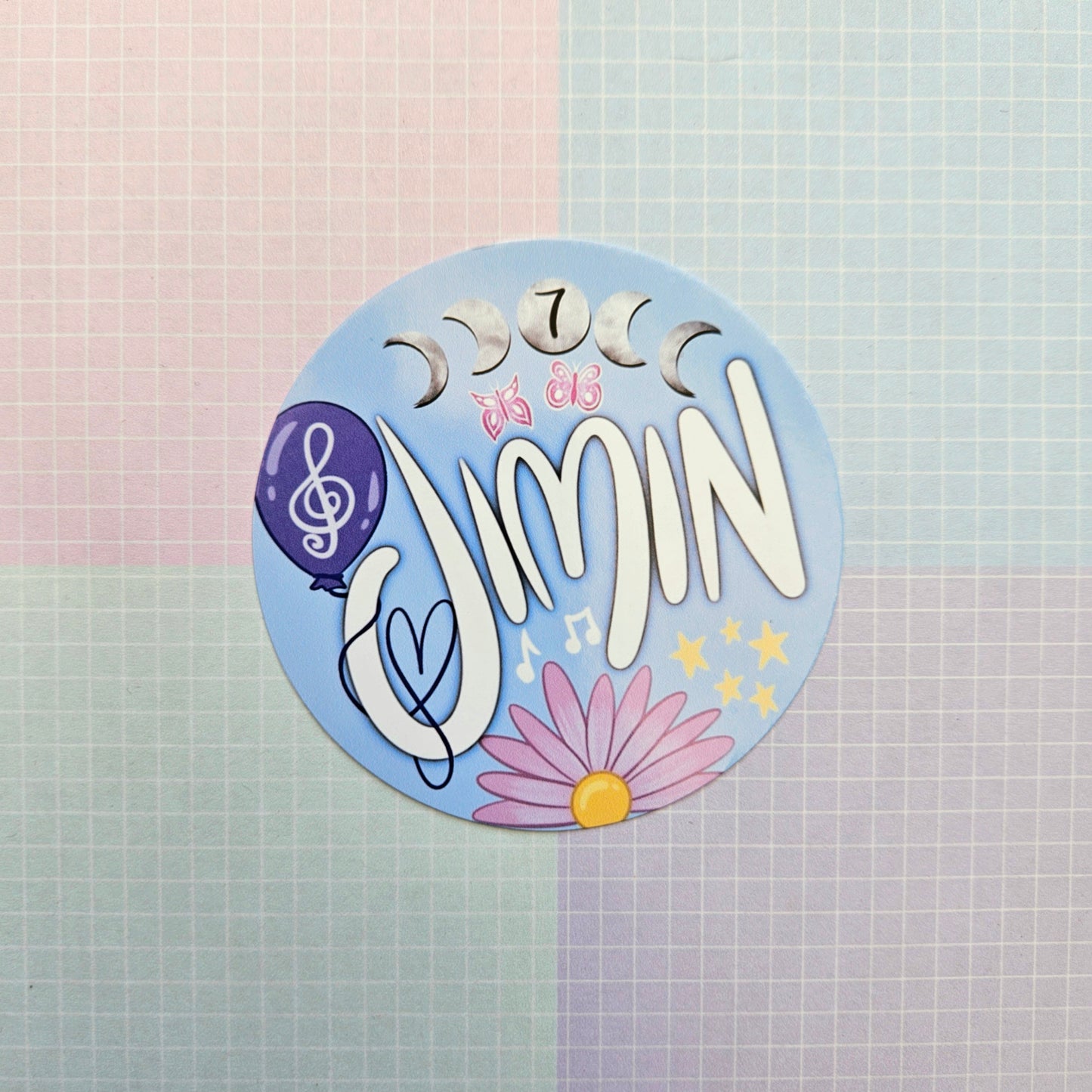 Glossy BTS Member Aesthetic Round Sticker - Small or Large