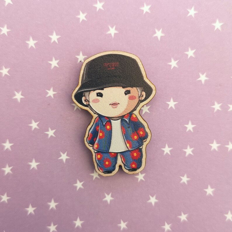 Eco Friendly Wooden 1.5 Inch Pin - Kim Namjoon RM