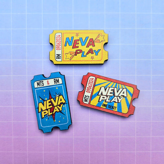 Eco Friendly Wooden 1.5 Inch Pin - Neva Play Tickets Namjoon RM