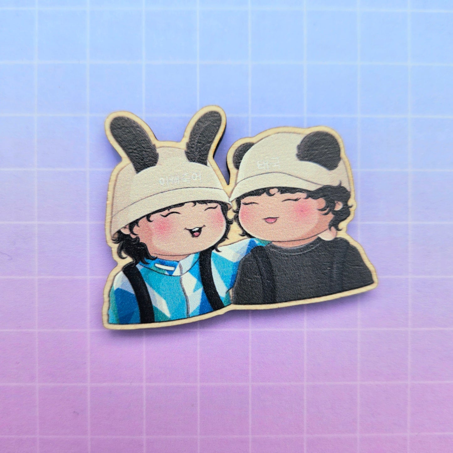 Eco Friendly Wooden 2 Inch Pin - Hawaii Taekook Jungkook Taehyung
