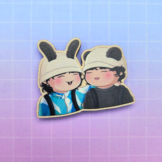 Eco Friendly Wooden 2 Inch Pin - Hawaii Taekook Jungkook Taehyung