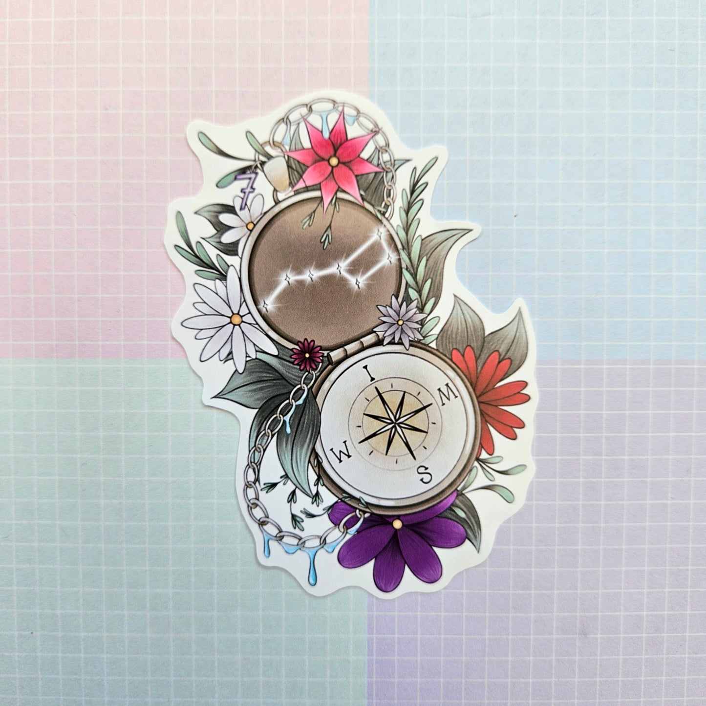 Glossy Small or Large Sticker - Swim Compass