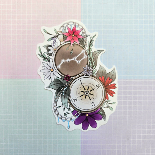 Glossy Small or Large Sticker - Swim Compass