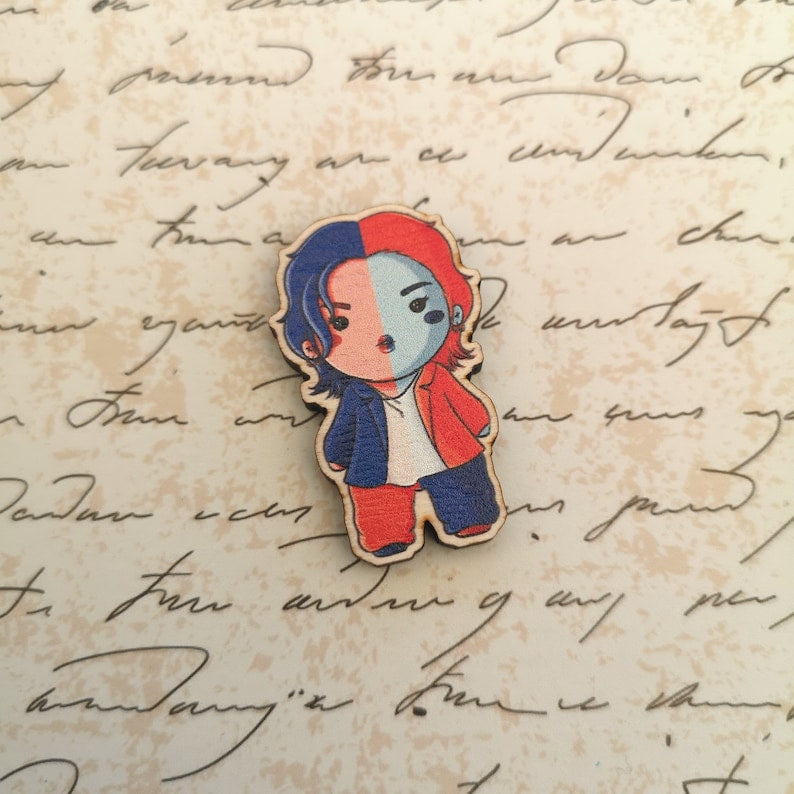 Eco Friendly Wooden 1.5 Inch Pin - Min Yoongi Suga Agust D BTS D-Day Tour