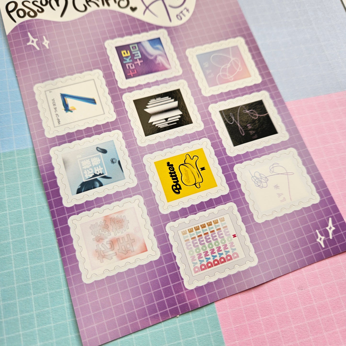 A6 Glossy Sticker Sheet - OT7 Album Stamps