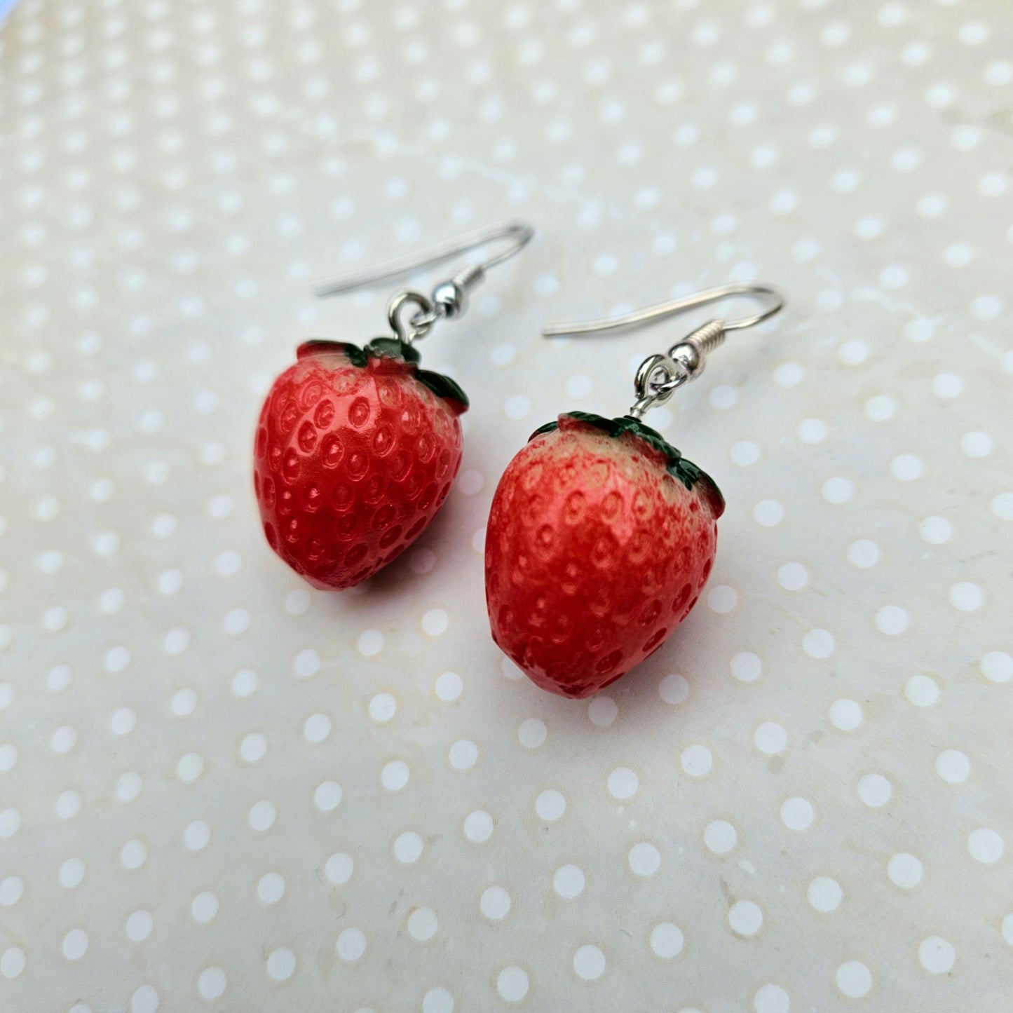 Super Cute 3D Dangle Drop Earrings - Strawberry Small