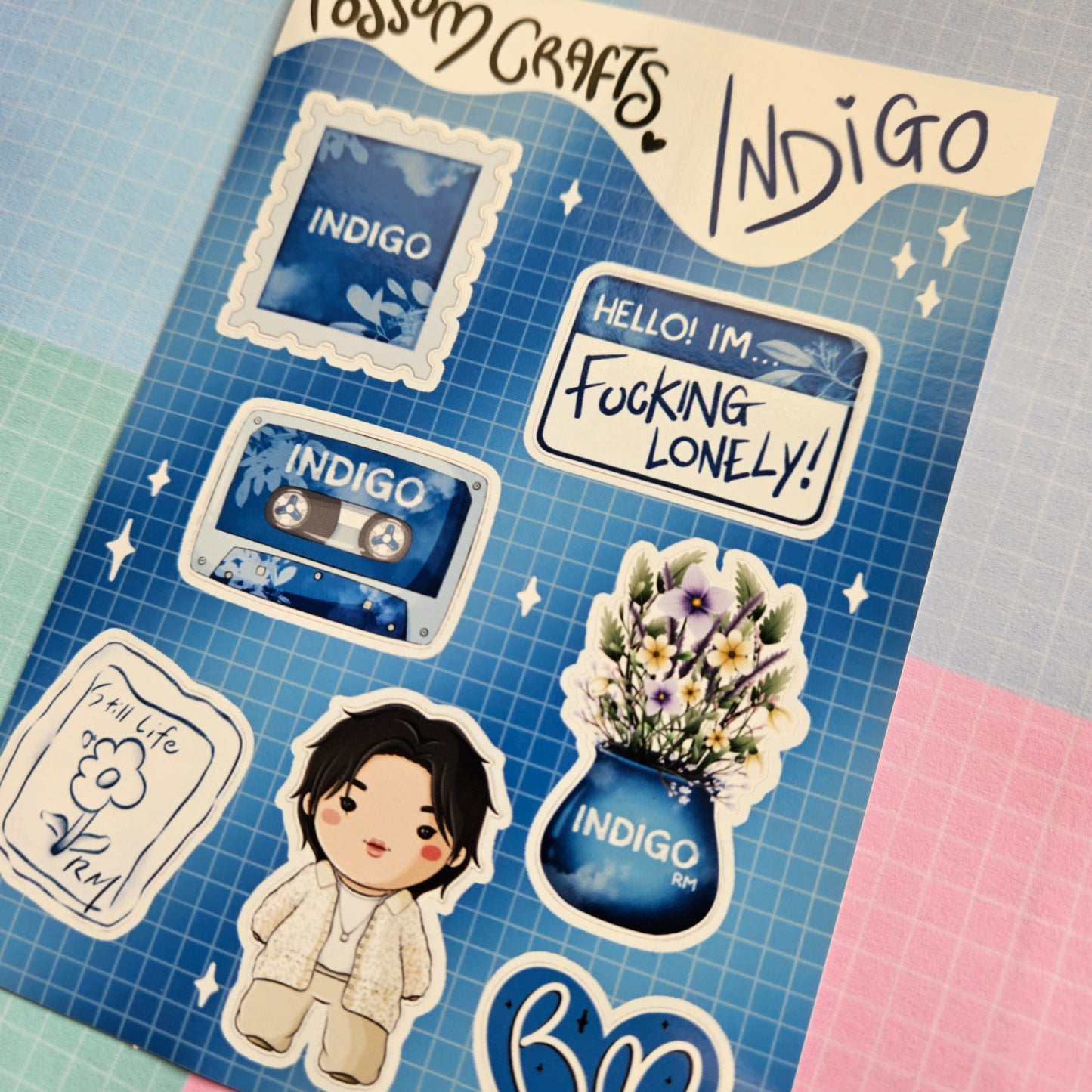 A6 Glossy Sticker Sheet - RM Indigo