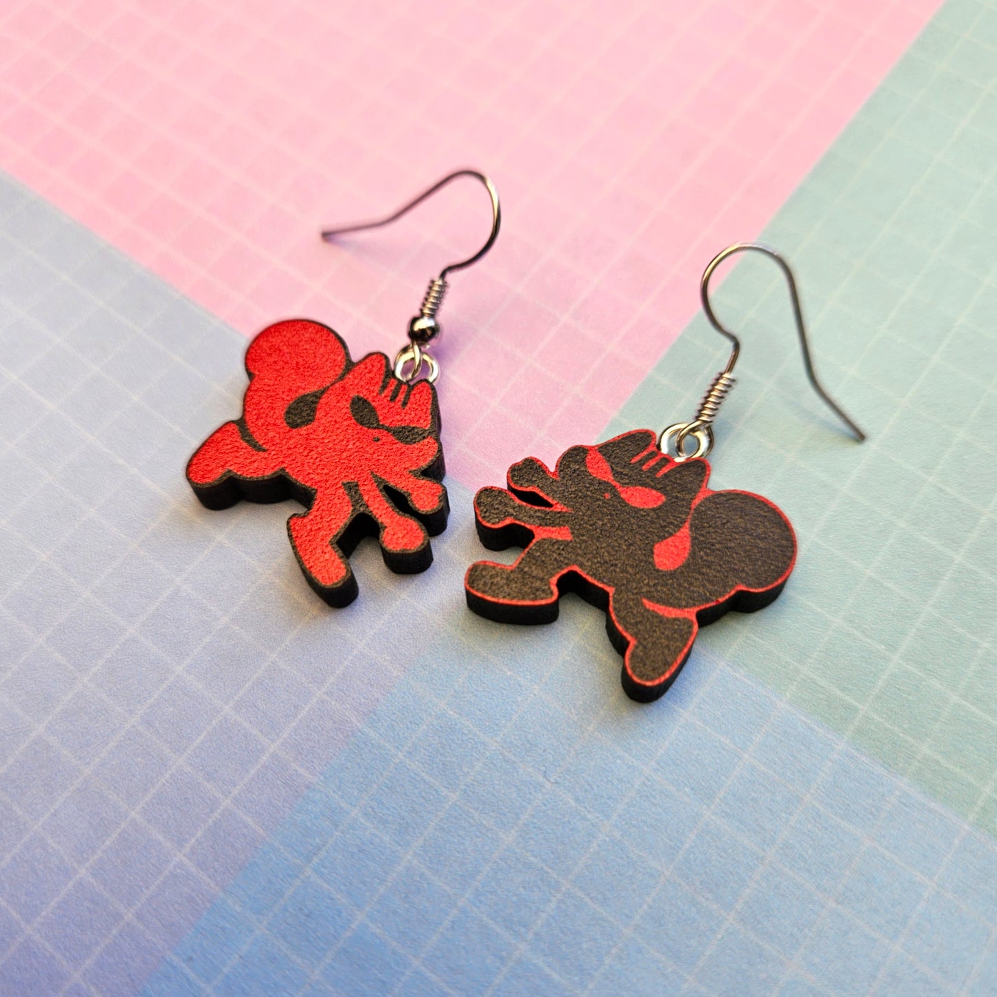 Eco Friendly 1 Inch Wooden Dangle Earrings - Hope on the Stage Squirrels