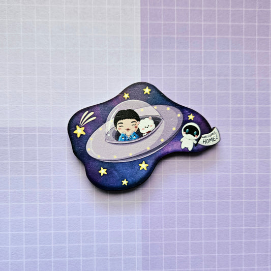 Eco Friendly Wooden 2.5 Inch Pin - Welcome Home Jin