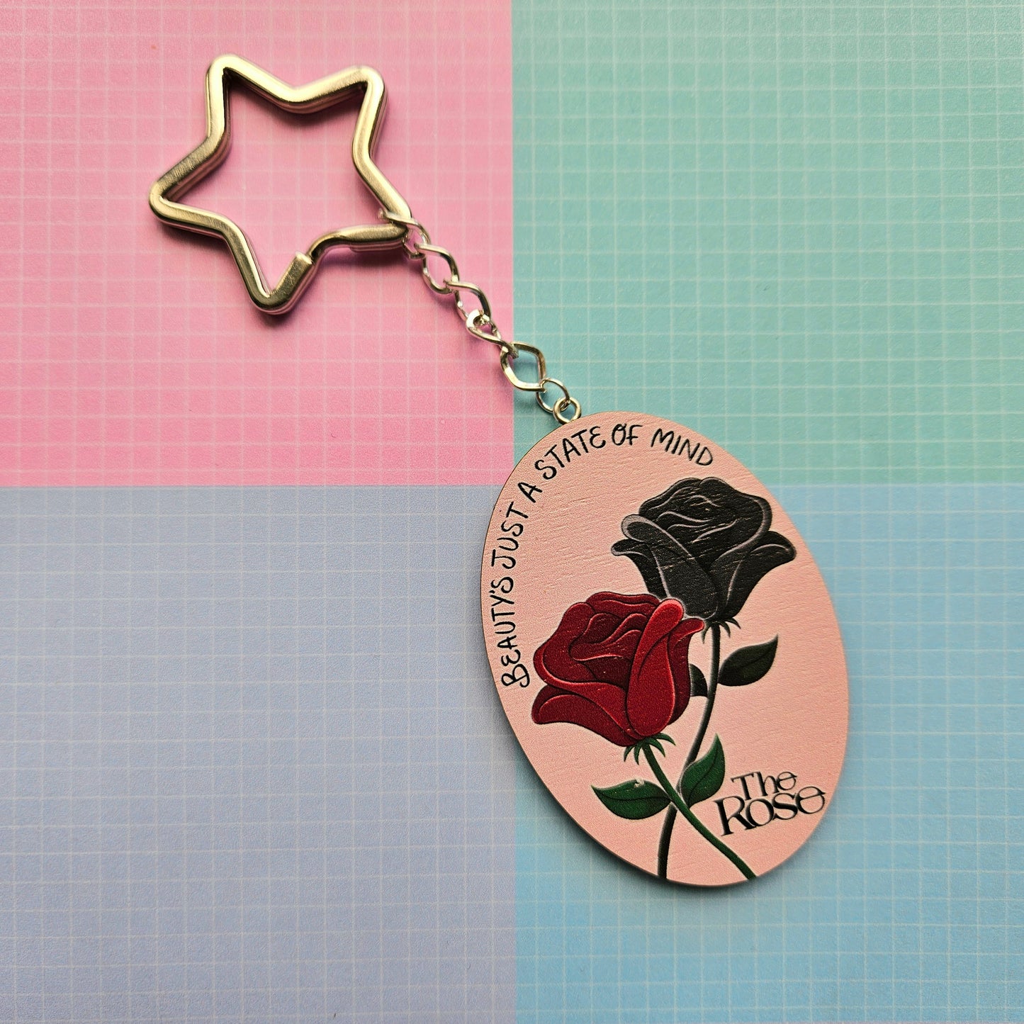 Eco Friendly Wooden 2.5 Inch Pin or Keyring - The Rose You're Beautiful
