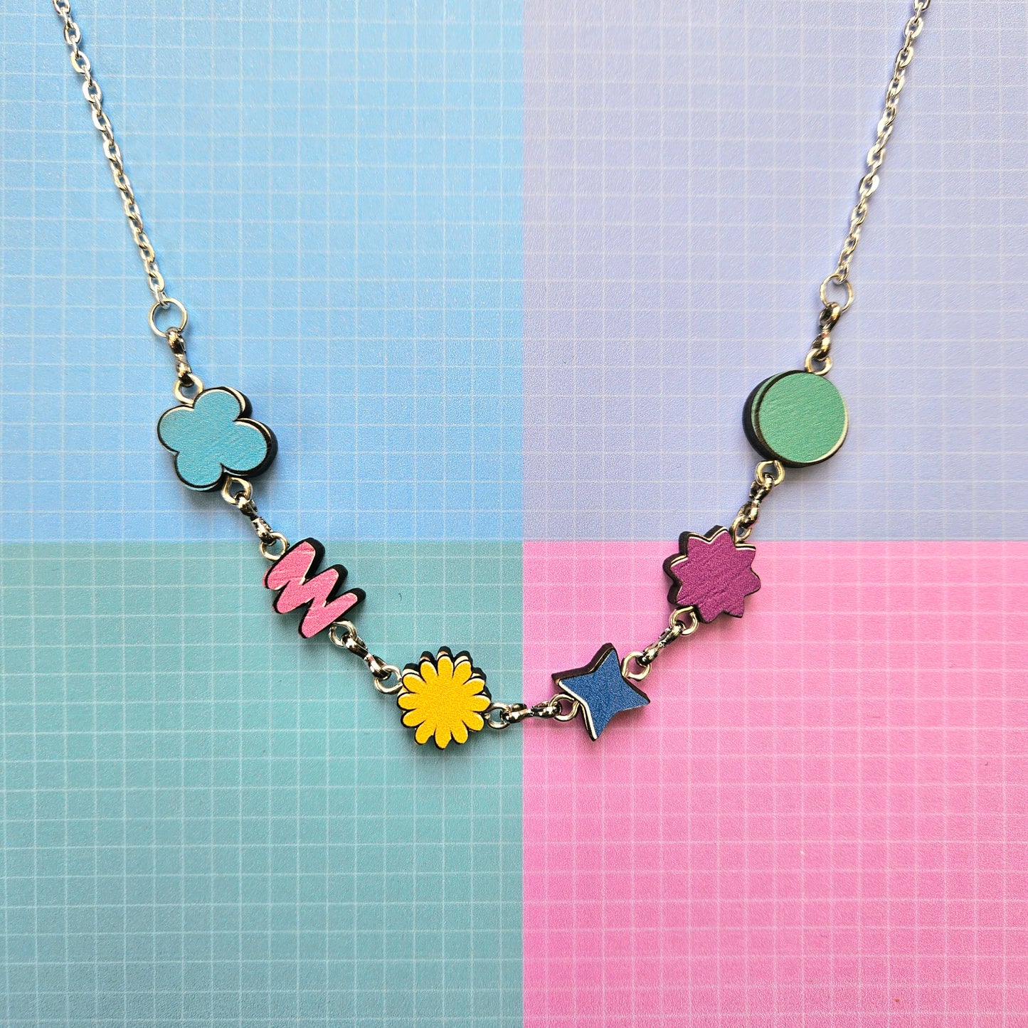 Eco Friendly Wooden Handmade Jewellery Necklace Earrings Bracelet - BTS OT7 PTD Confetti